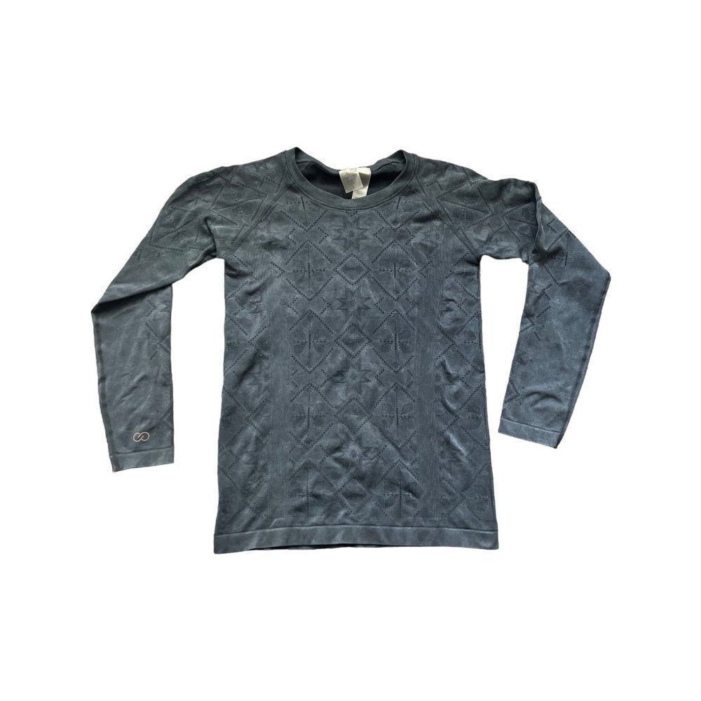 CALIA by Carrie Underwood gray Laser Cut Long‎ Sleeve Athletic Top Women's